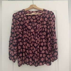 Maeve (Anthropologie) 3/4 sleeve v-neck flower print blouse